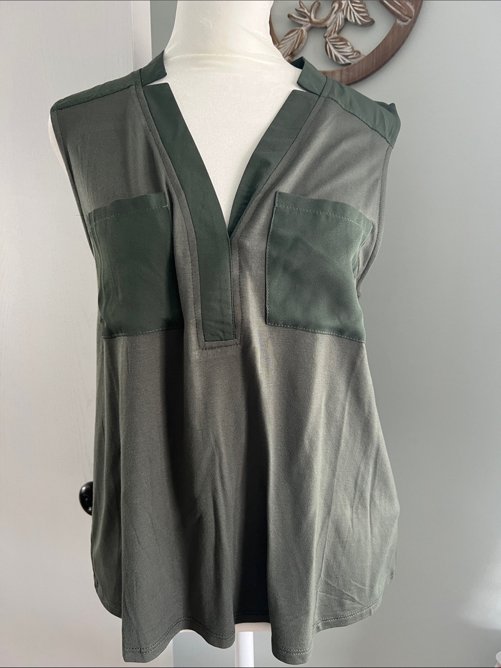 Cable & Gauge Dark Olive V-Neck Utility Tank